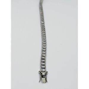 Unisex Iced Out Princess Cut Silver Tone 7.5 inch Square CZ Tennis Bracelet